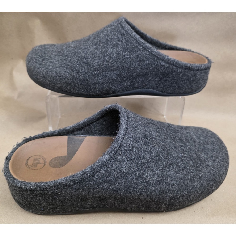 FitFlop Shuv (Sz 10)  Shoes Womens Black Wool Felt Clogs Slippers Mule Comfort
